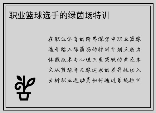 职业篮球选手的绿茵场特训