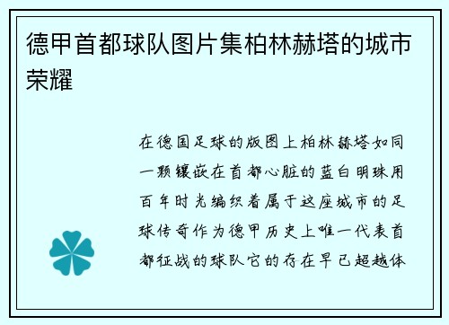 德甲首都球队图片集柏林赫塔的城市荣耀